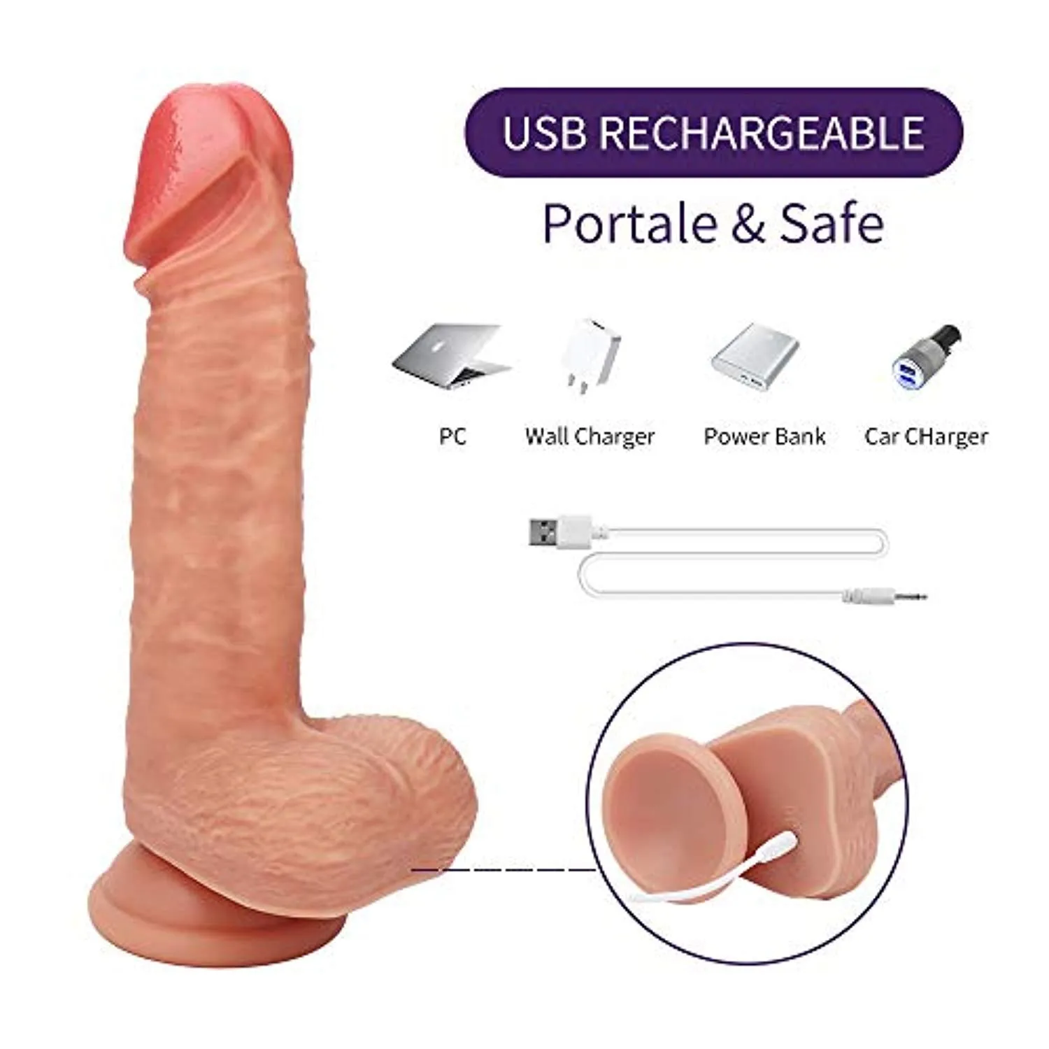 360° Whirling Vibration Thin Suction Cup Dildo