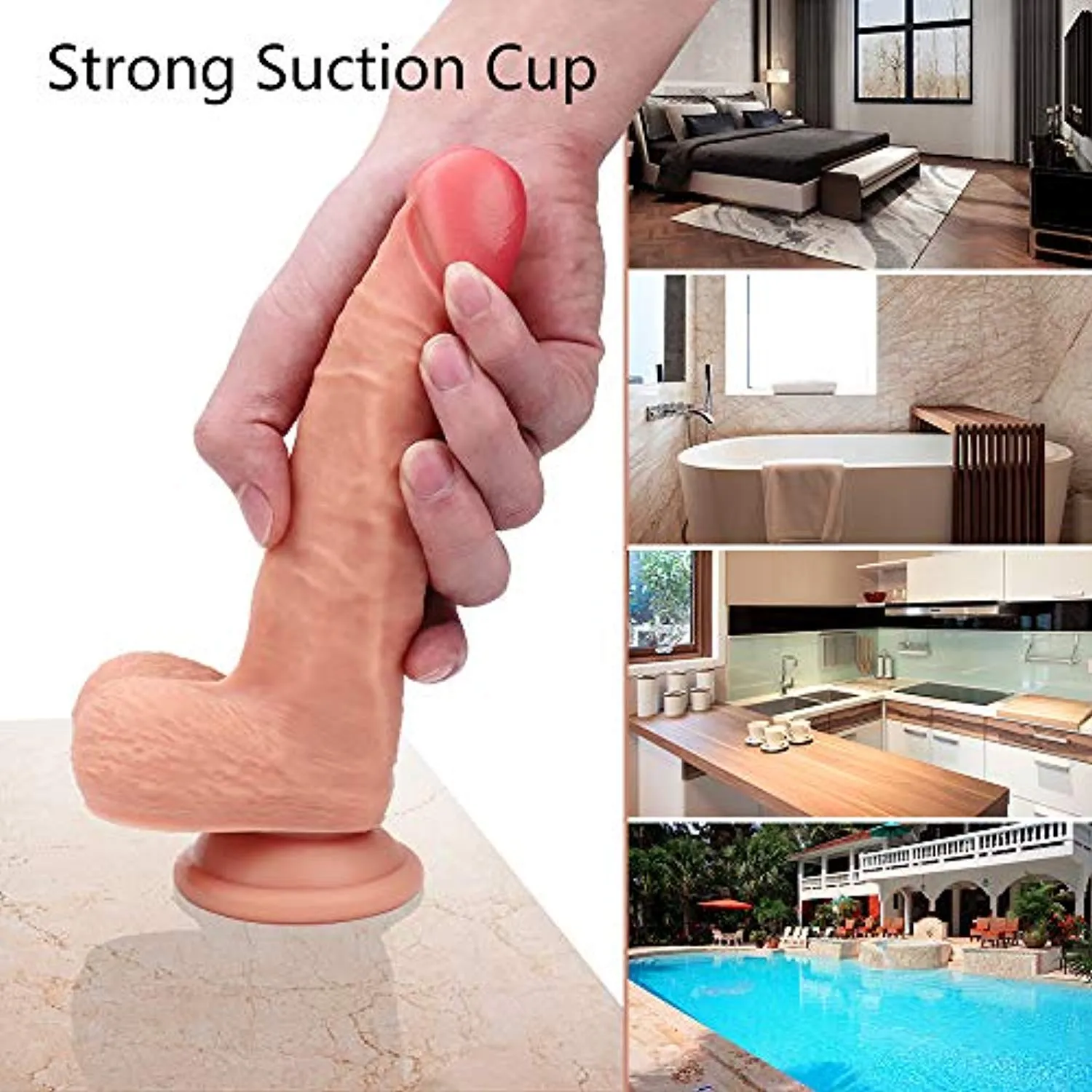 360° Whirling Vibration Thin Suction Cup Dildo