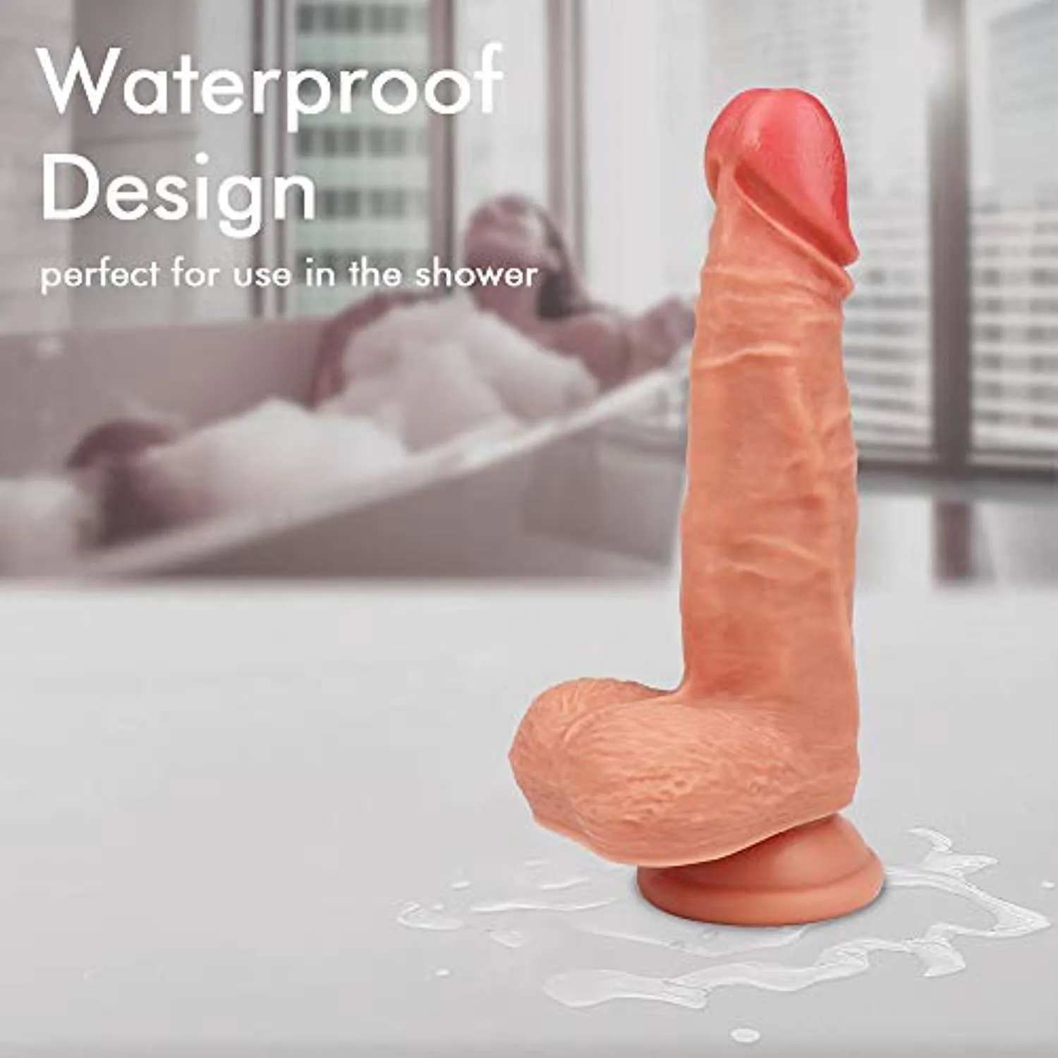 360° Whirling Vibration Thin Suction Cup Dildo