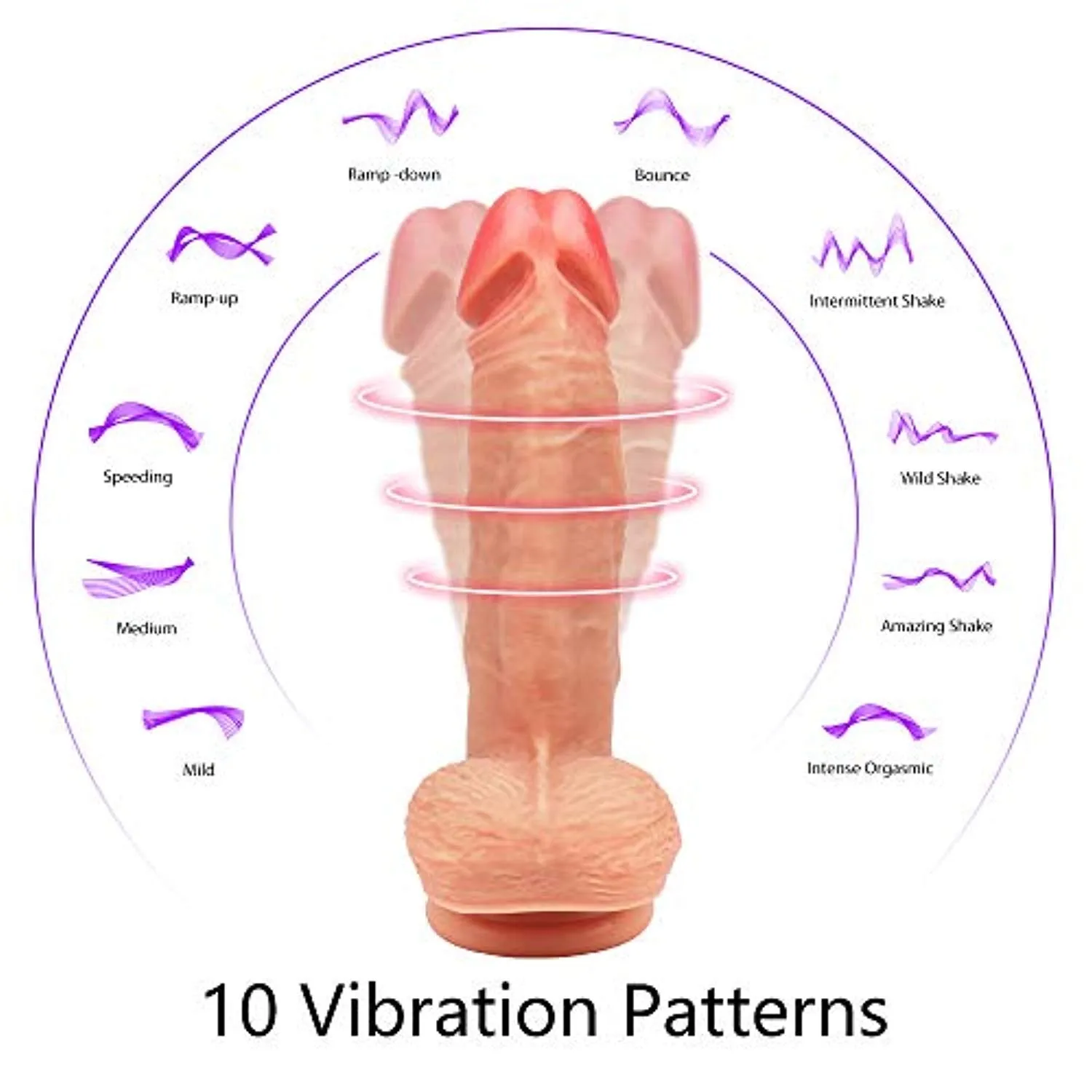 360° Whirling Vibration Thin Suction Cup Dildo