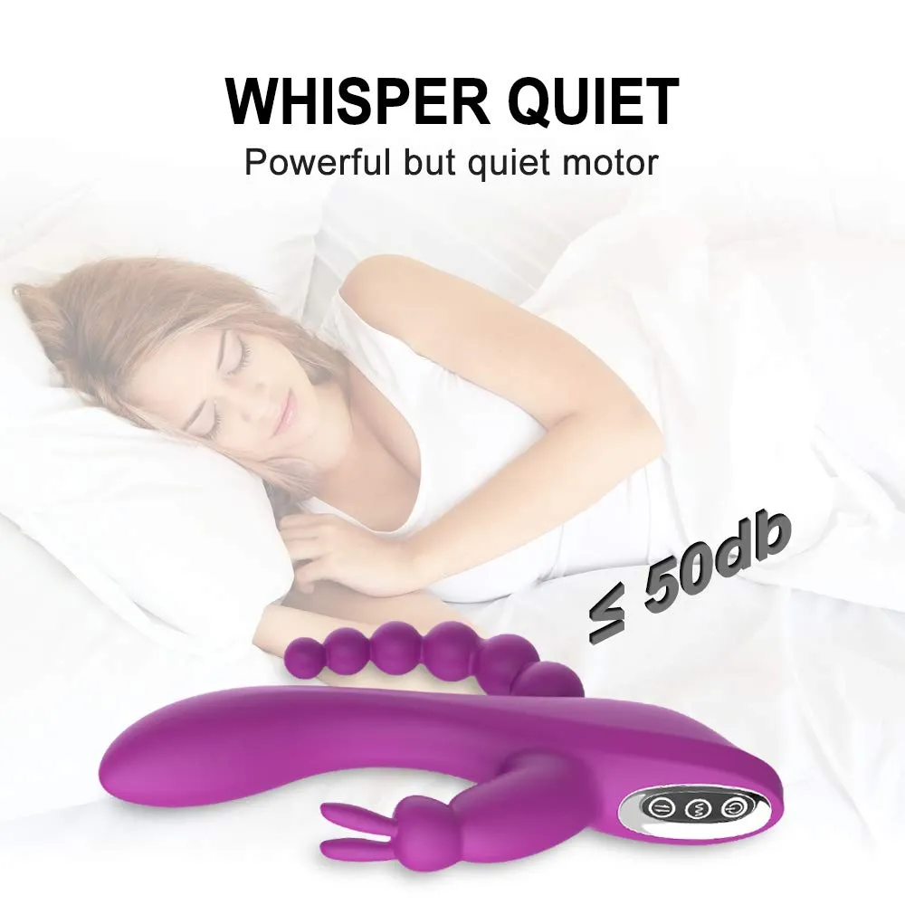 3In1 Massaging AV Wand Rabbit Vibrator With 6 Beads Female Toy