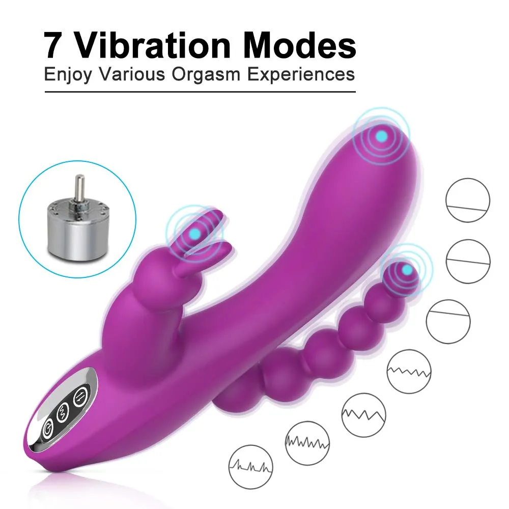 3In1 Massaging AV Wand Rabbit Vibrator With 6 Beads Female Toy