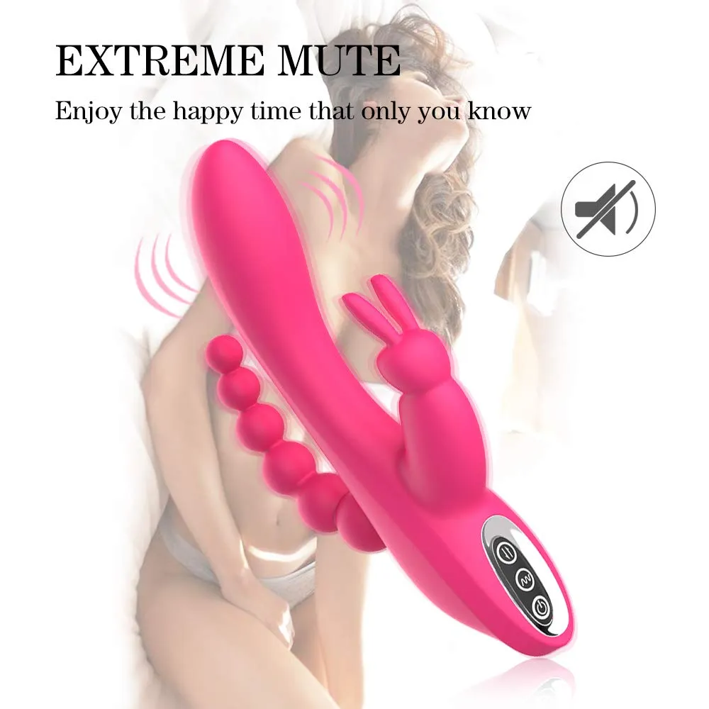3In1 Massaging AV Wand Rabbit Vibrator With 6 Beads Female Toy