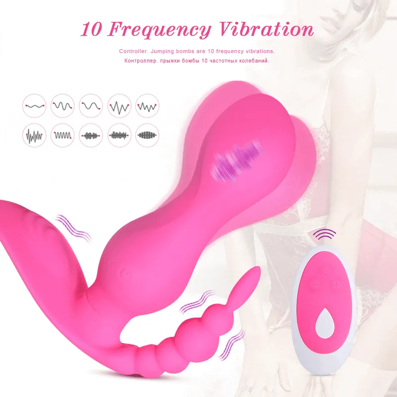 Double-headed Silicone Pull Beads Wireless Remote Control Vibrator