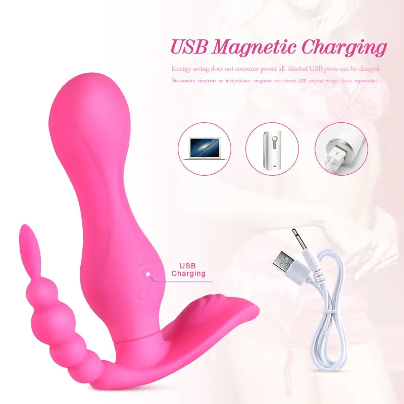 Double-headed Silicone Pull Beads Wireless Remote Control Vibrator