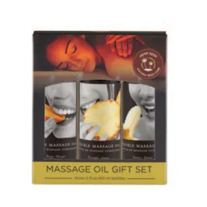 Earthly Body Edible Massage Oil Gift Set: 2oz Mango.2oz Banana & 2oz Pineapple