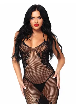 Fishnet Halter Dress - One Size - Black