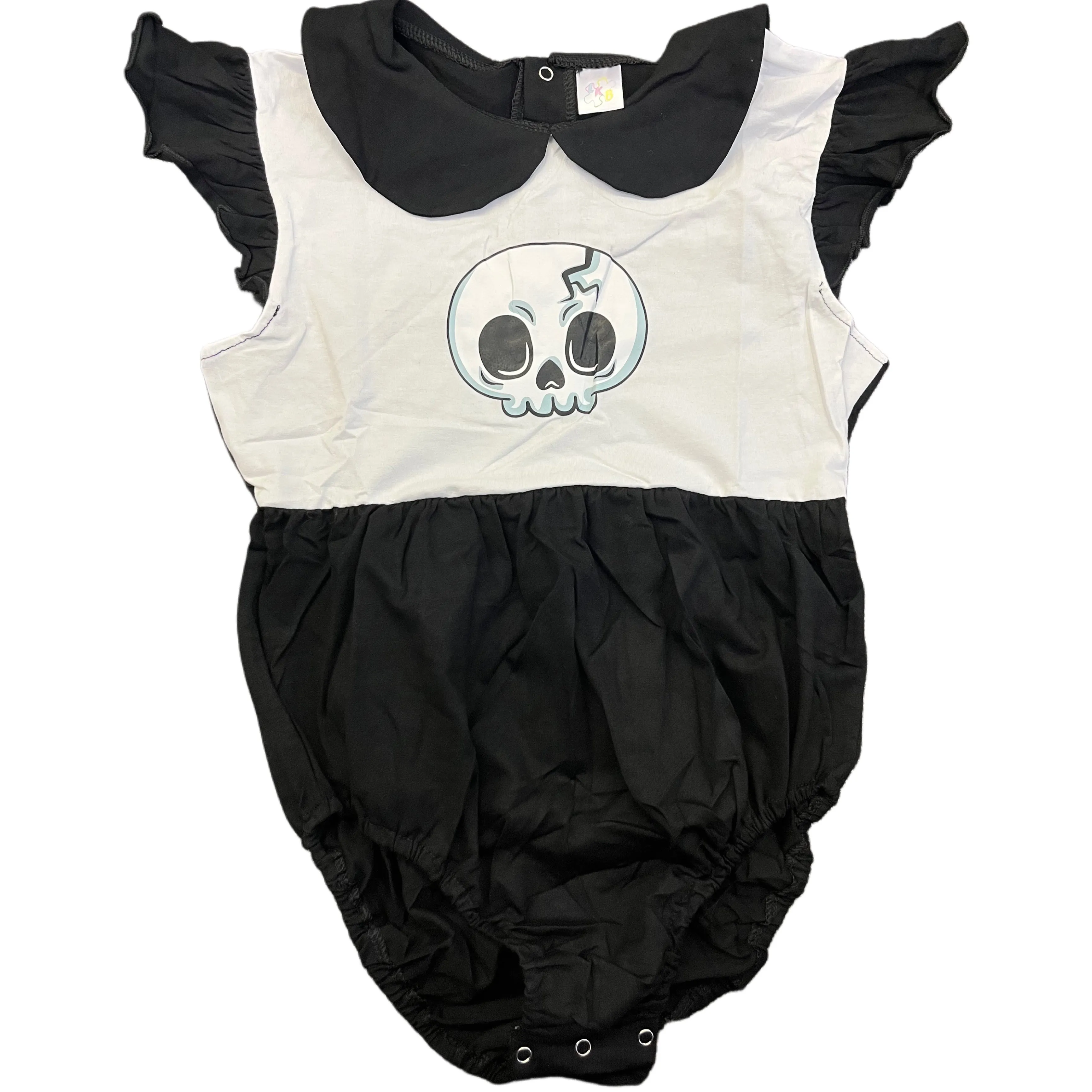 Goth Skull Cotton Collared Bodysuit