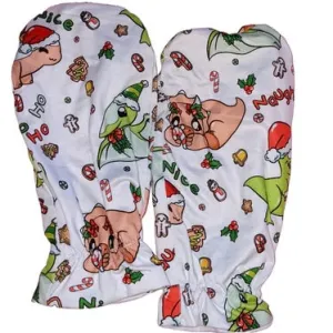 Holiday Dinosaur Adult Mittens