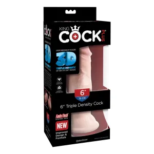 King Cock Plus 6 in. Triple Density Cock Realistic Dildo With Suction Cup Beige