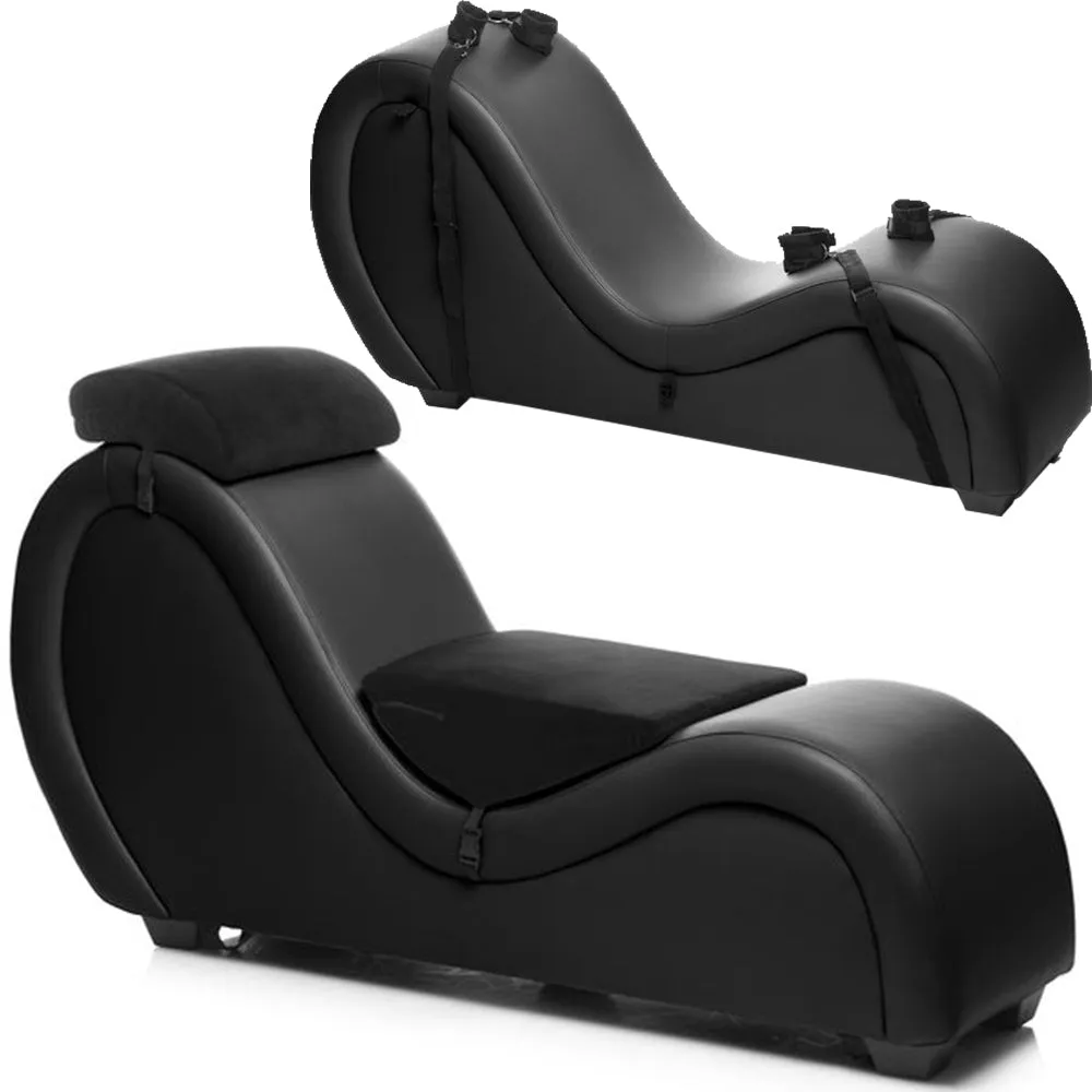 Master Series Kinky Couch Sex Chaise Lounge with Love Pillows - Black