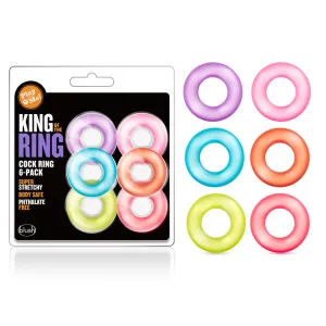 Play with Me King of the Ring Cockring 6-Pack Assorted Colors