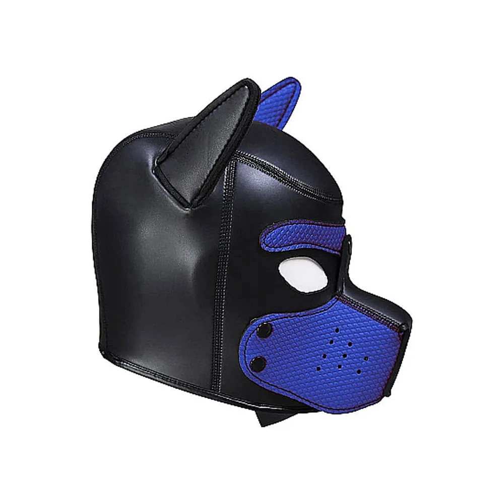 Puppy Play Neoprene Puppy Hood Blue/black
