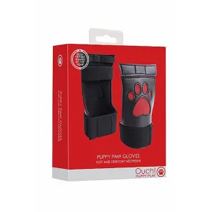 Puppy Play Neoprene Puppy Paw Gloves Red