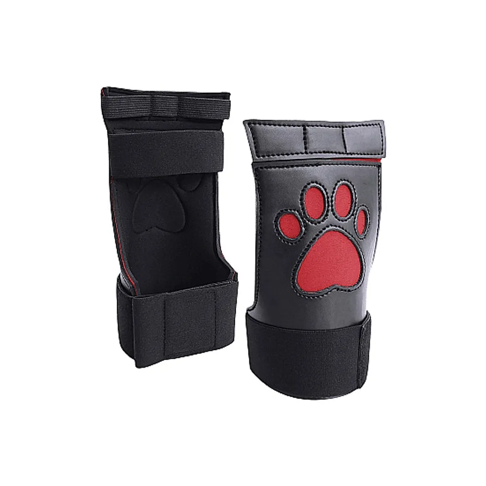 Puppy Play Neoprene Puppy Paw Gloves Red