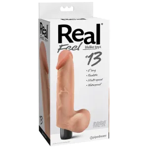 Real Feel Lifelike Toyz No. 13 Realistic 8 in. Vibrating Dildo With Balls Beige