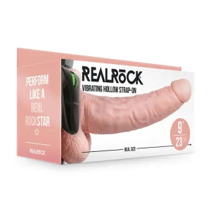 REALROCK Vibrating Hollow Strapon   Balls - 23cm Flesh