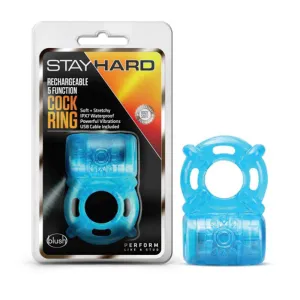 Stay Hard Rechargeable 5 Function Vibrating Cockring Blue