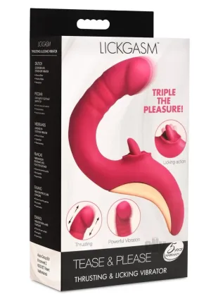 Tease and Please Thrusting and Licking Vibrator -  Fuchsia