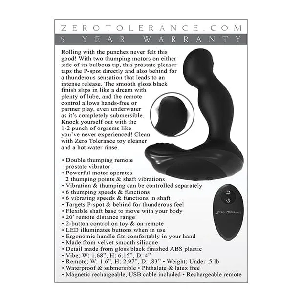Zero Tolerance - The One Two Punch Remote Control Rechargeable Prostate Massager (Black)